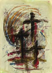 CALVARIO, 1968 - photographic transfer and ink on paper cm. 50x70
