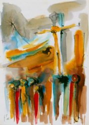 CRUCIFIXION, 1966 - watercolor on paper cm. 25x35