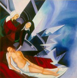 DOLORE COSMICO, 1987 - olio su tavola cm. 90x90