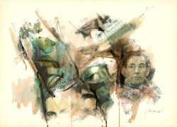 TRIBUTE TO BARNARD, 1968 - Photographic transfer and watercolors on paper, cm. 70x50