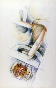SPAGHETTI AND BANANAS, 1984 - rip. photographs and colored pencils on paper cm.50X70