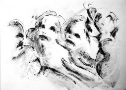 FUNERAL LAMENT 1967 - ink on paper cm. 70X50