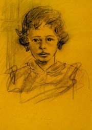 THE DAUGHTER OF NANDO, 1963 - charcoal on ocher paper cm. 40 x33,5