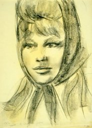 PORTRAIT OF CRISTINA GAIONI, 1962 - charcoal on paper cm. 42x43