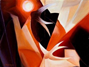 SOLI, 2002 (fire) - oil on canvas cm. 40x30