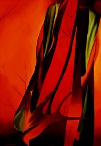 TENSION, 2003 (fire) - oil on canvas cm. 70x100