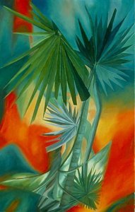 THE PALMS OF THE OASIS, 1998 - Oil on canvas cm. 90 x 60