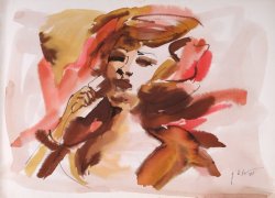 CANTANTE, 1966 - Acquarelli e inchiostri su carta, cm. 35x50