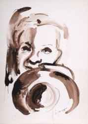 THE TRUMPET PLAYER, 1967 - Watercolors and inks on paper