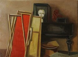 INTERNO STUDIO DI C.A. PETRUCCI, 1962 - Olio su tavola cm.37 x 45