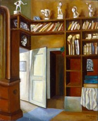 INTERIOR STUDIO BY CA PETRUCCI WITH PIANO, 1961 - Oil on wood 40 x 29 cm