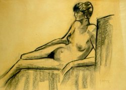 LA MODELLA, 1962 - Carboncino su carta cm. 47 x 68,5