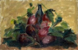 MELANZANE, 1960 - Olio su masonite cm. 60 x 39