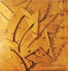 WOODEN BAS-RELIEF, 1972 - Swiss pine cm. 150 x 280