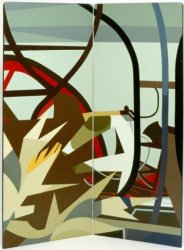 CONSTRUIRE (screen), 1974 - Acrylic on wood, 140 x 170 cm