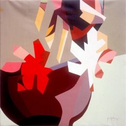 VASE WITH FLOWERS, 1972 - Acrylic on canvas, cm. 80x80