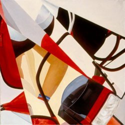LA MOTORETTA, 1988 - Olio su tela cm. 90 x 90