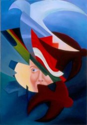 VOLO DI RONDINI, 1985 - Olio su tela cm. 50 x 70